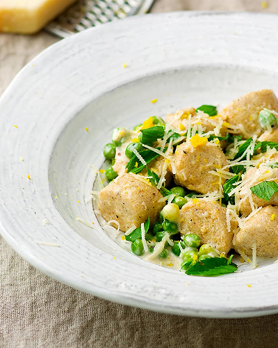 Gnocchi aux petits pois et parmesan